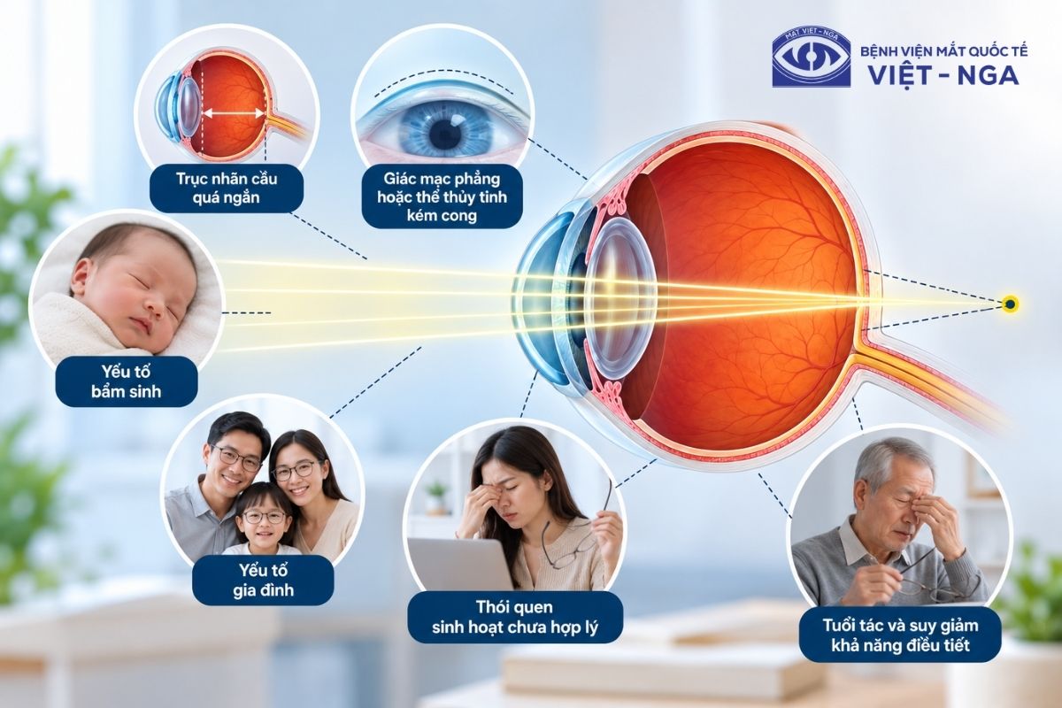 Những yếu tố phổ biến có thể liên quan đến viễn thị.