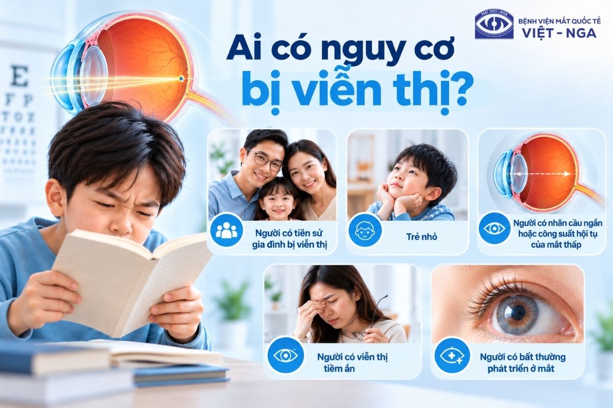 Trẻ nhỏ và người có tiền sử gia đình mắc viễn thị cần được theo dõi thị lực phù hợp theo từng độ tuổi. 