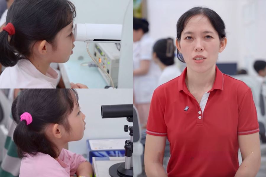 Kiên trì tập phục hồi chức năng mắt, cặp song sinh 7 tuổi đạt thị lực tối ưu 10/10